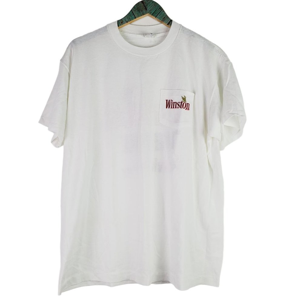 Vtg 90's Winston La Metalica Desvistela Single Stitch Pocket Crew Neck Tee, XL
